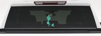 Cactus and Long Horn Skull Western Car or Truck Window Decal Sticker (Mint)