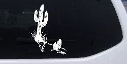 Cactus and Long Horn Skull Western Car or Truck Window Decal Sticker