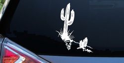 Cactus and Long Horn Skull Western Car or Truck Window Decal Sticker