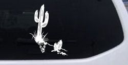 Cactus and Long Horn Skull Western Car or Truck Window Decal Sticker