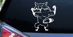 Fox Flexing Muscles Car or Truck Window Decal Sticker