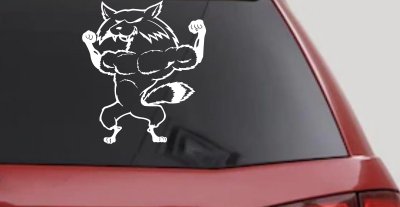 Fox Flexing Muscles Decal for Car Truck Window - Vinyl Sticker