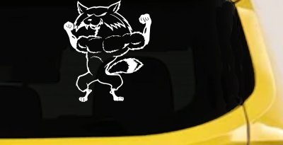 Fox Flexing Muscles Decal for Car Truck Window - Vinyl Sticker (White)