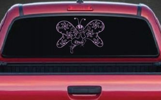 Cute Butterfly with Flowers Butterflies Car or Truck Window Decal Sticker (Lilac)