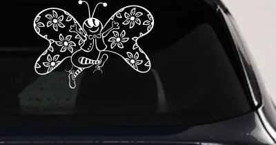 Cute Butterfly with Flowers Vinyl Decal for Car Truck Window Sticker