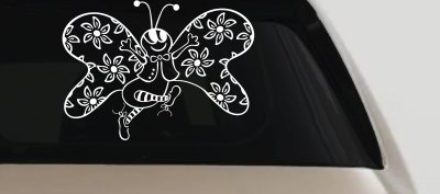 Cute Butterfly with Flowers Vinyl Decal for Car Truck Window Sticker