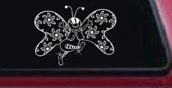 Cute Butterfly with Flowers Butterflies Car or Truck Window Decal Sticker
