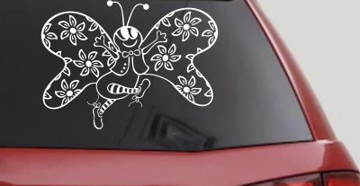 Cute Butterfly with Flowers Vinyl Decal for Car Truck Window Sticker