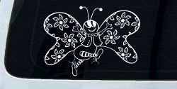 Cute Butterfly with Flowers Butterflies Car or Truck Window Decal Sticker