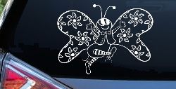 Cute Butterfly with Flowers Butterflies Car or Truck Window Decal Sticker