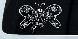 Cute Butterfly with Flowers Butterflies Car or Truck Window Decal Sticker