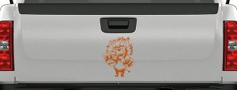 Pouncing Attacking Lion Car or Truck Window Decal Sticker (Nut Brown)