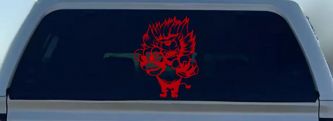Pouncing Attacking Lion Car or Truck Window Decal Sticker (Red)