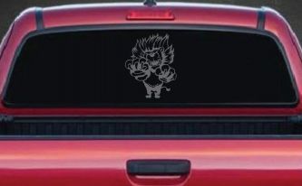 Pouncing Attacking Lion Car or Truck Window Decal Sticker (Silver)