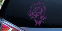 Pouncing Attacking Lion Car or Truck Window Decal Sticker (Violet)