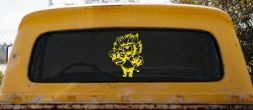 Pouncing Lion Decal for Car Truck Window - Roaring Vinyl Sticker (Yellow)