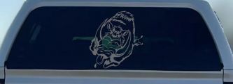Wild Boar Hog Charging Car or Truck Window Decal Sticker (Silver)