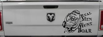 Real Men Hunt Boar Hunting Car or Truck Window Decal Sticker (Black)