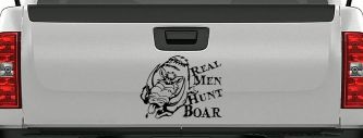 Real Men Hunt Boar Hunting Car or Truck Window Decal Sticker (Black)