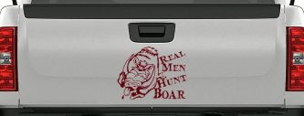 Real Men Hunt Boar Hunting Car or Truck Window Decal Sticker (Purple Red)