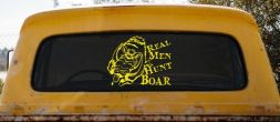 Real Men Hunt Boar Hunting Car or Truck Window Decal Sticker (Yellow)