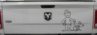 Man and Dog Stick Family Car or Truck Window Decal Sticker (Black)