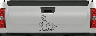 Man and Dog Stick Family Car or Truck Window Decal Sticker (Black)
