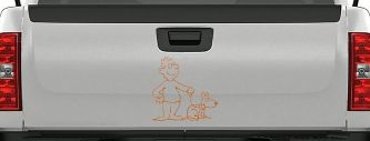 Man and Dog Stick Family Car or Truck Window Decal Sticker (Nut Brown)