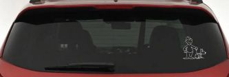 Man and Dog Stick Family Decal for Car Truck Window Vinyl Sticker (White)