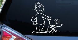 Man and Dog Stick Family Car or Truck Window Decal Sticker