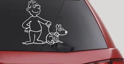 Man and Dog Stick Family Decal for Car Truck Window Vinyl Sticker
