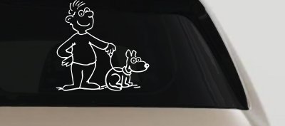 Man and Dog Stick Family Decal for Car Truck Window Vinyl Sticker