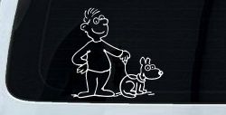 Man and Dog Stick Family Car or Truck Window Decal Sticker
