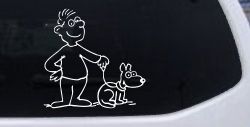 Man and Dog Stick Family Car or Truck Window Decal Sticker