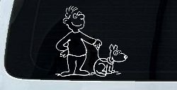 Man and Dog Stick Family Car or Truck Window Decal Sticker