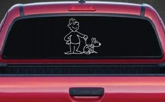 Man and Dog Stick Family Car or Truck Window Decal Sticker