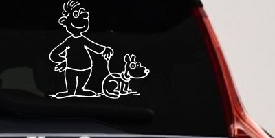 Man and Dog Stick Family Decal for Car Truck Window Vinyl Sticker