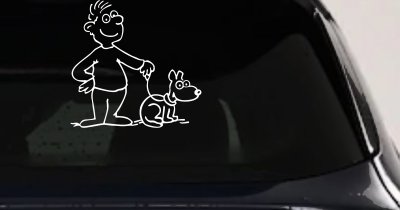 Man and Dog Stick Family Decal for Car Truck Window Vinyl Sticker