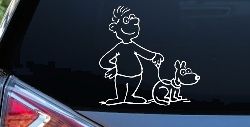 Man and Dog Stick Family Car or Truck Window Decal Sticker