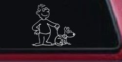 Man and Dog Stick Family Car or Truck Window Decal Sticker