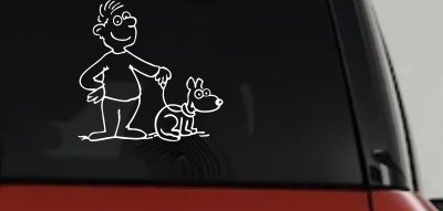 Man and Dog Stick Family Decal for Car Truck Window Vinyl Sticker
