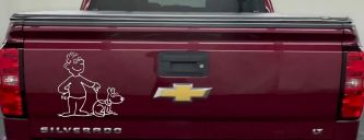 Man and Dog Stick Family Car or Truck Window Decal Sticker (White)