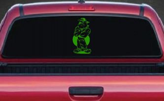 Bad Bull Dog Standing up Sports Car or Truck Window Decal Sticker (Lime)