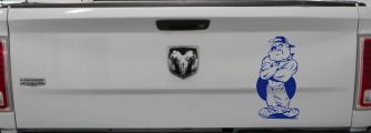 Bad Bull Dog Standing up Sports Car or Truck Window Decal Sticker (Navy)