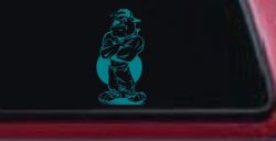 Bad Bull Dog Standing up Sports Car or Truck Window Decal Sticker (Turquoise Blue)
