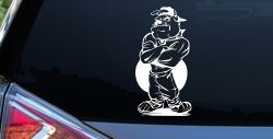 Bad Bull Dog Standing up Sports Car or Truck Window Decal Sticker
