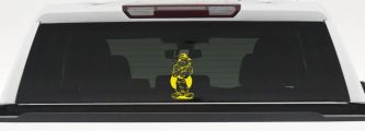 Bad Bulldog Standing Sports Car Truck Window Vinyl Decal Sticker (Yellow)