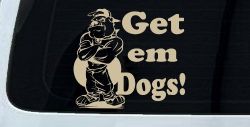 Get Em Dogs Bulldogs Sports Car or Truck Window Decal Sticker (Desert Sand)