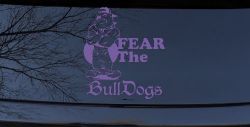 Fear The Bulldogs Decal Sports Car or Truck Window Decal Sticker (Purple)