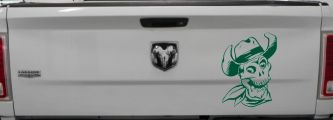 Western Cowboy Skull Car or Truck Window Decal Sticker (Dark Green)